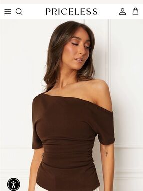 Priceless Off-Shoulder Short Sleeve Top in Chocolate Brown